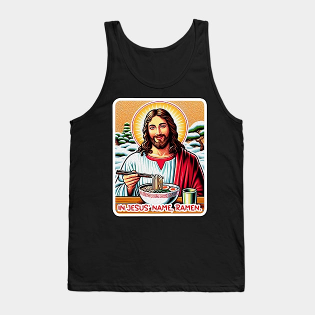 In Jesus Name Ramen Japanese Garden White Christmas Tank Top by Plushism